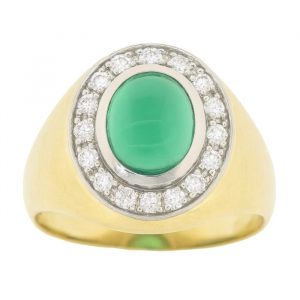 Sim. Emerald & Cubic Zirconia Oval Gents Ring 10KT     *CLEARANCE-FINAL SALE*