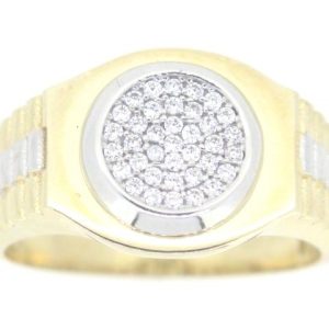 Cubic Zirconia Micro Pave Cluster Gents Ring 10KT TT **CLEARANCE-FINAL SALE**
