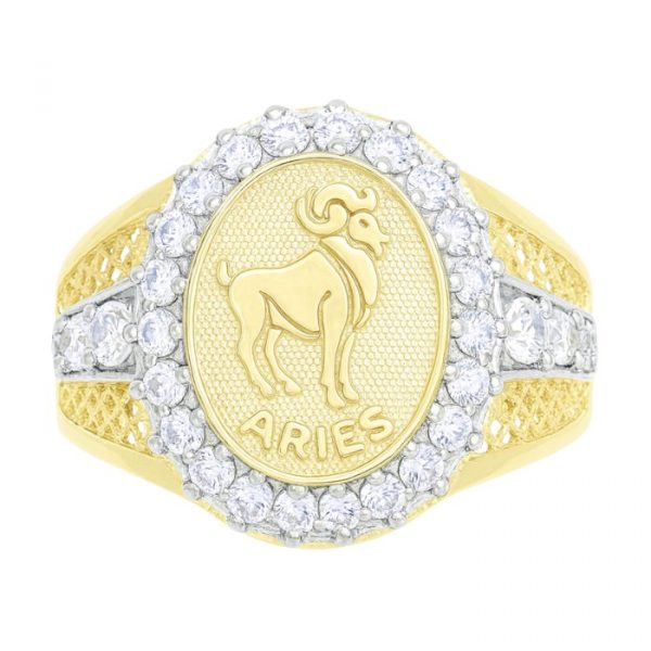 Oval Cubic Zirconia Gents Zodiac Ring 10KT/Aries  *CLEARANCE-FINAL SALE*