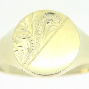 Hand Engraved Round Signet Gents Ring 10KT  *Engravable  *CLEARANCE-FINAL SALE*