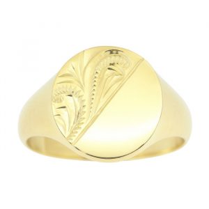 Hand Engraved Round Signet Gents Ring 10KT  *Engravable  *CLEARANCE-FINAL SALE*