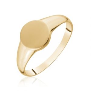 Round Flat Back Engravable Signet Pinky Ring 10KT/9MM  *Engravable