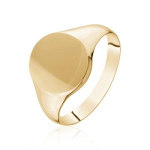 Round Flat Back Engravable Signet Ring 10KT/13MM  *Engravable