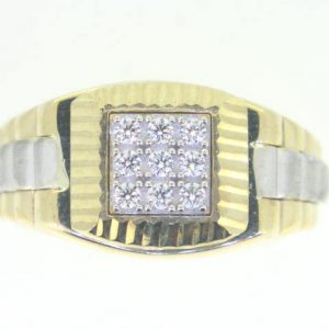 Square Cubic Zirconia Cluster Gents Ring 10KT TT   *CLEARANCE-FINAL SALE*
