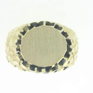 Oval Signet with Nugget Design Gents Ring 10KT/17MM  *Engravable   **CLEARANCE-FINAL SALE**