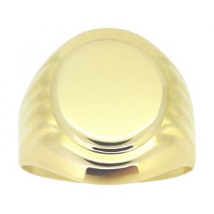 Round Closed Back Signet with Fluted Accents Gents Ring 10KT  *Engravable
