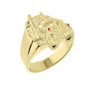 Truck D.Cut with Genuine Rubies Gents Ring 10KT