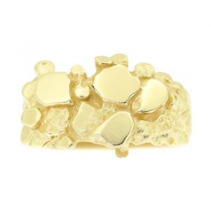Nugget Textured Freeform Gents Ring 10KT/14MM