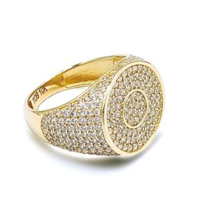 Cubic Zirconia Pave Round Gents Ring 10KT