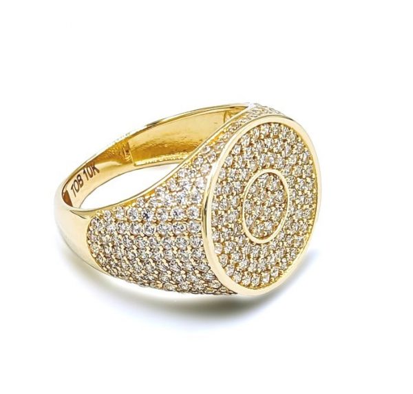 Cubic Zirconia Pave Round Gents Ring 10KT