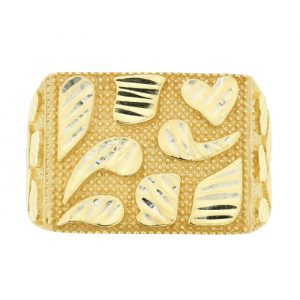 D.Cut Nugget Texture Square Gents Ring 10KT