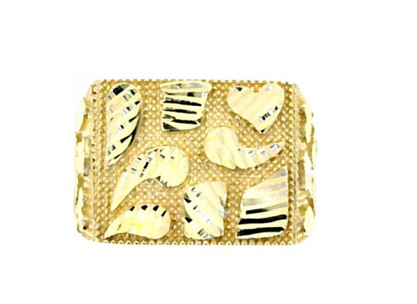 D.Cut Nugget Texture Square Gents Ring 10KT