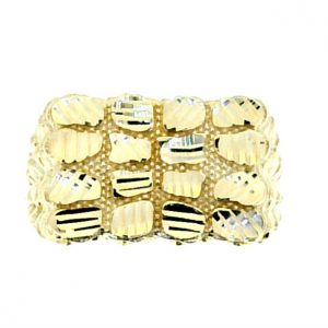 D.Cut Nugget Texture Rectangular Gents Ring 10KT