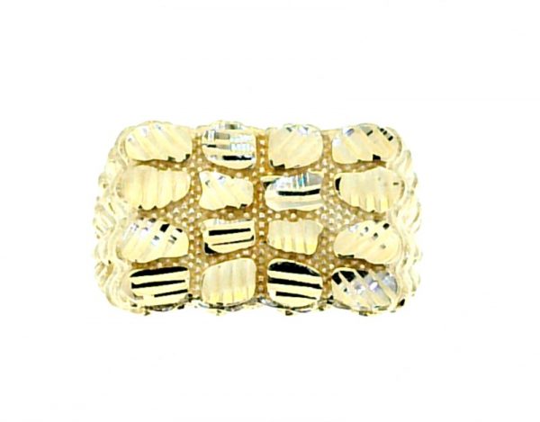 D.Cut Nugget Texture Rectangular Gents Ring 10KT