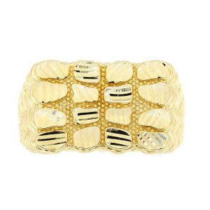 D.Cut Nugget Texture Rectangular Gents Ring 10KT
