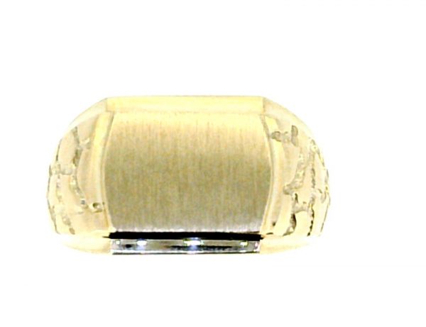 Signet with Nugget Texture Shank Gents Ring 10KT/*Engravable