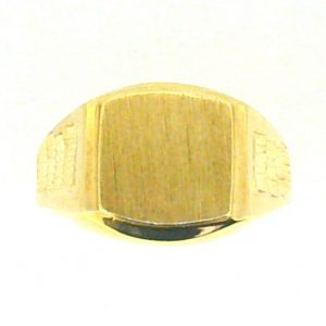 Cushion Shaped Signet with D.Cut Shank Gents Ring 10KT  *Engravable