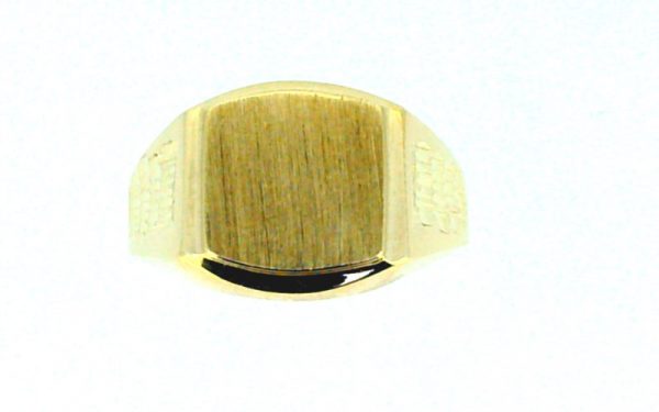 Cushion Shaped Signet with D.Cut Shank Gents Ring 10KT *Engravable