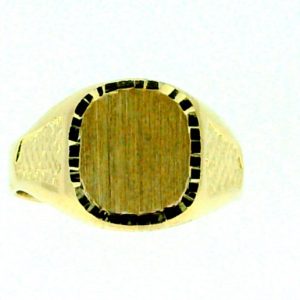 Round Corner D.Cut Signet Gents Ring 10KT *Engravable