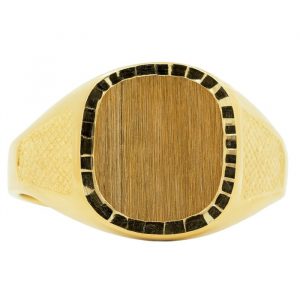 Round Corner D.Cut Signet Gents Ring 10KT *Engravable