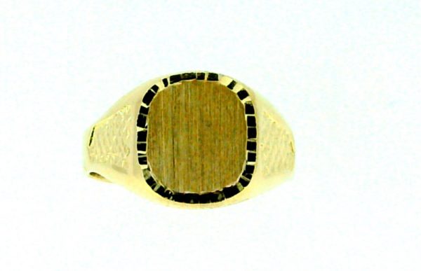 Round Corner D.Cut Signet Gents Ring 10KT *Engravable