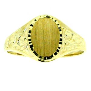 Oval D.Cut Signet with Scroll Design Ring 10KT *Engravable