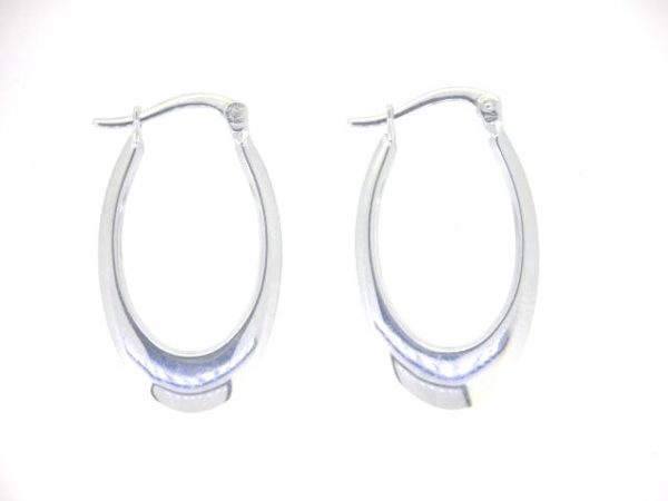 Knife Edge Oval Hoop Earrings 10KT WG/15MM      *CLEARANCE-FINAL SALE*
