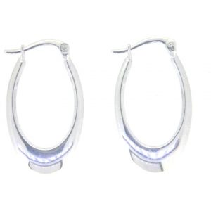 Knife Edge Oval Hoop Earrings 10KT WG/15MM      *CLEARANCE-FINAL SALE*