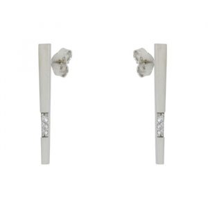 Tapered Bar with Cubic Zirconia Stud Earrings 10KT WG      *CLEARANCE-FINAL SALE*
