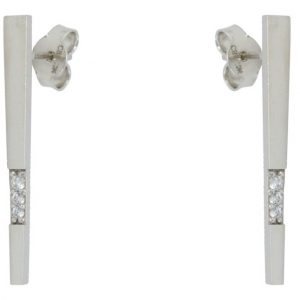 Tapered Bar with Cubic Zirconia Stud Earrings 10KT WG    *FINAL SALE*