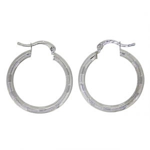 3MM Patterned Tube Hoop Earrings 10KT WG/25MM   *CLEARANCE-FINAL SALE*