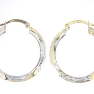D.Cut Knife Edge Tube Hoop Earrings 10KT TT/26MM   *CLEARANCE-FINAL SALE*