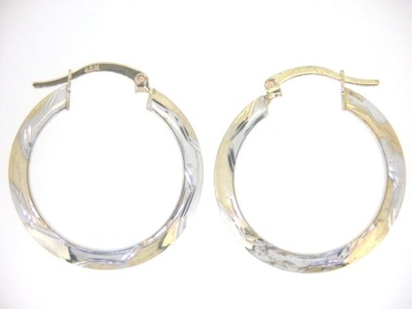 D.Cut Knife Edge Tube Hoop Earrings 10KT TT/26MM   *CLEARANCE-FINAL SALE*