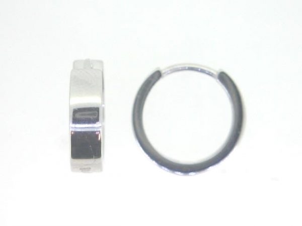 4MM High Polish Huggie Hoop Earrings 10KT WG/15MM    *CLEARANCE-FINAL SALE*