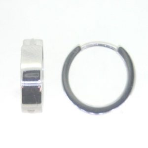 4MM High Polish Huggie Hoop Earrings 10KT WG/15MM    *CLEARANCE-FINAL SALE*