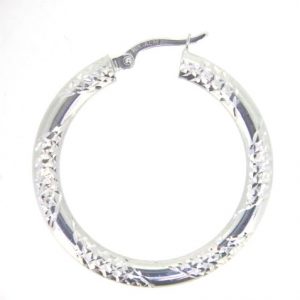 4MM D.Cut Flat Tube Hoop Earrings 10KT WG/33MM     *CLEARANCE-FINAL SALE*
