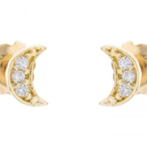 Cubic Zirconia Moon Stud Baby Screwback Earrings 10KT           *FINAL SALE*