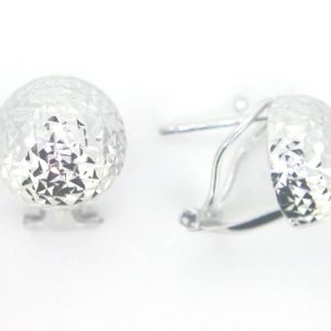 D.Cut Button Omega Back Earrings 10KT WG/11MM    *FINAL SALE*