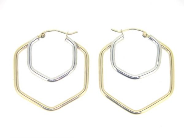 Octagon Double Hoop Earrings 10KT TT   *CLEARANCE-FINAL SALE*
