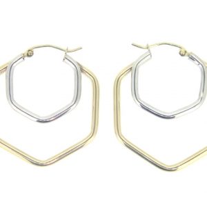 Octagon Double Hoop Earrings 10KT TT   *CLEARANCE-FINAL SALE*