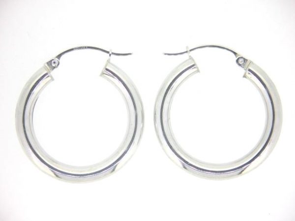 3MM Tube Hoop Earrings 10KT WG     *CLEARANCE-FINAL SALE*