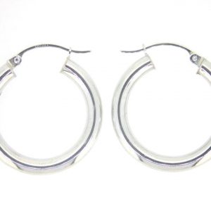 3MM Tube Hoop Earrings 10KT WG     *CLEARANCE-FINAL SALE*
