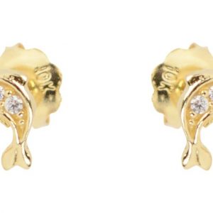 Dolphin Cubic Zirconia Baby Screwback Studs 10KT            *FINAL SALE*