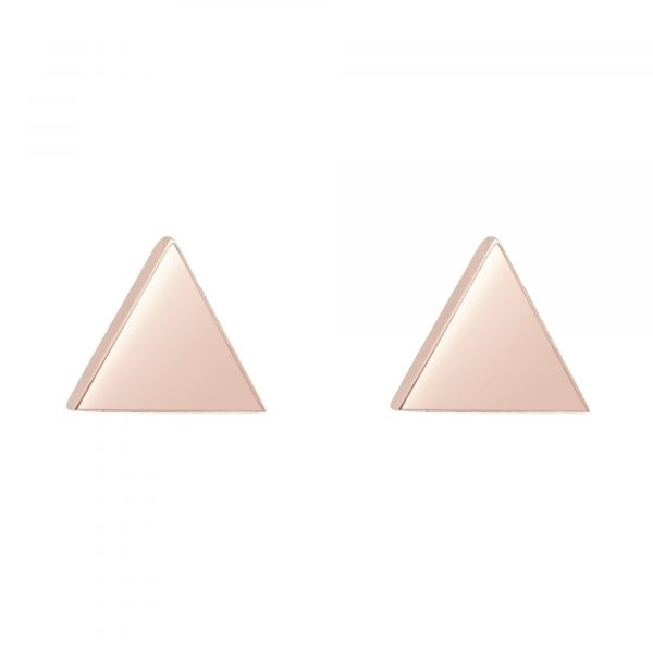 High Polish Triangle Stud Earrings 10KT PK/6MM   **FINAL SALE**