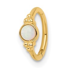 Sim. Opal Hinged 18 Gauge Ring Body Jewellery 14KT     *FINAL SALE*