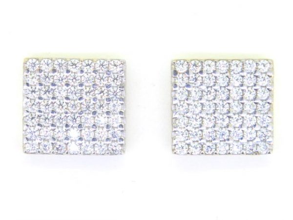 Cubic Zirconia Square Pave  Stud Earrings 10KT/10MM       *FINAL SALE*
