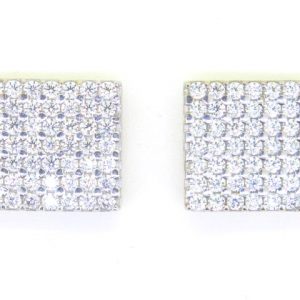 Cubic Zirconia Square Pave Stud Earrings 10KT/10MM *CLEARANCE-FINAL SALE*