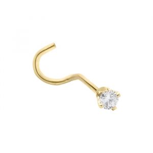 Cubic Zirconia 2MM Nose Stud 22 Gauge Body Jewellery 10KT   *FINAL SALE*