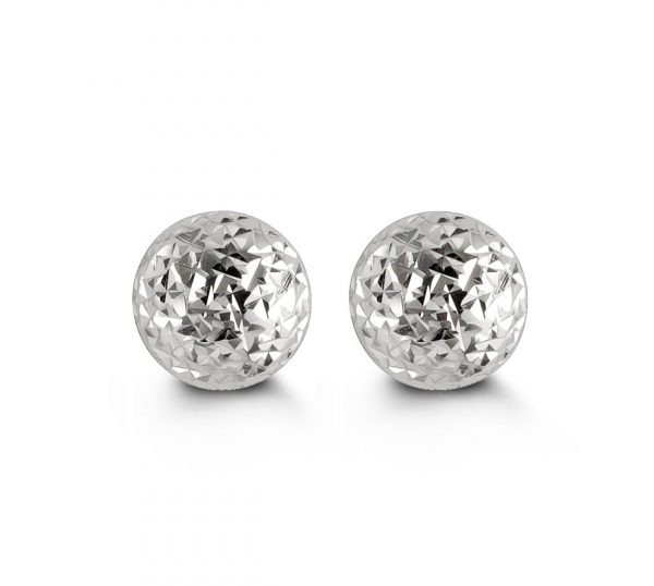 5MM D.Cut Ball Stud Earrings 10KT WG   *FINAL SALE*