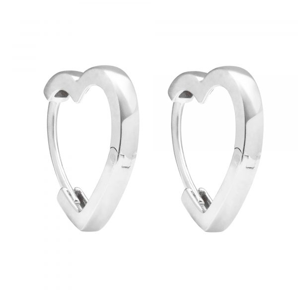 2MM Heart Huggie Hoop Earrings 10KT WG/15MM   *FINAL SALE*